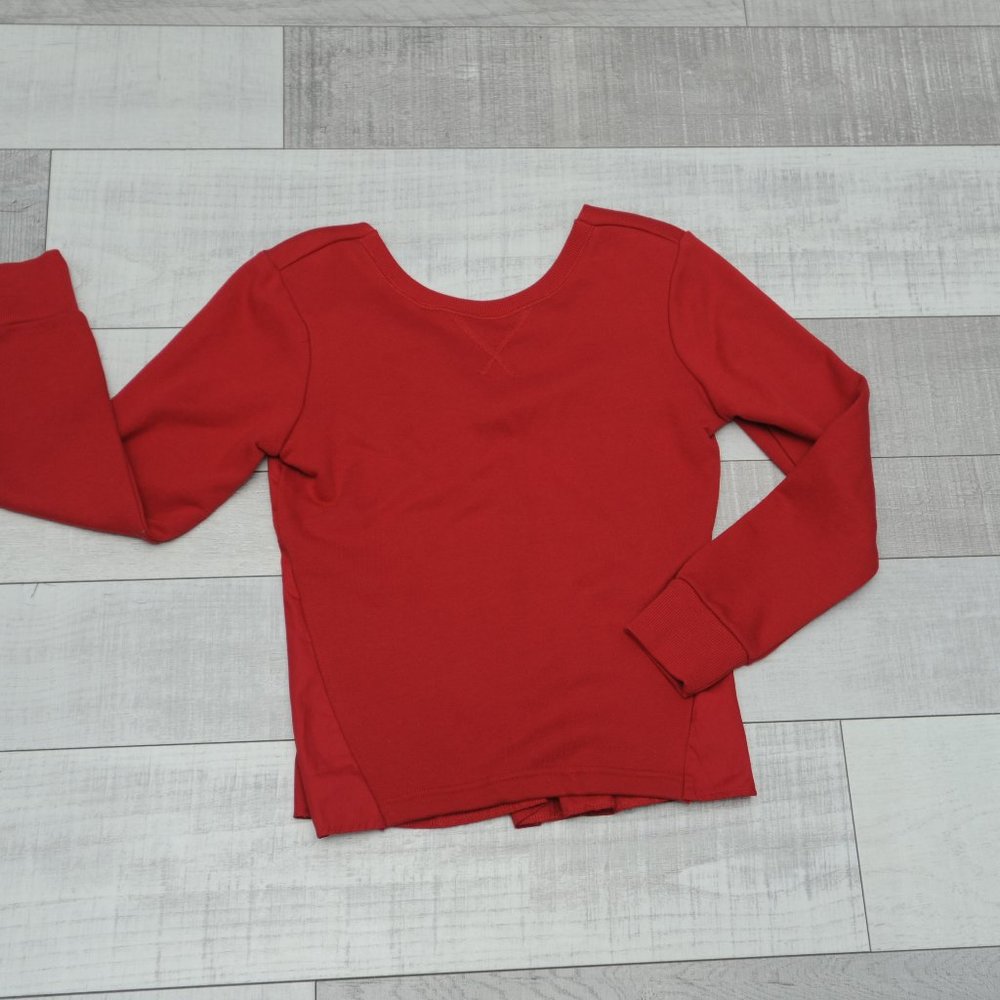 Ella Moss red back bow ruffle bottom sweater top S - Picture 3 of 6